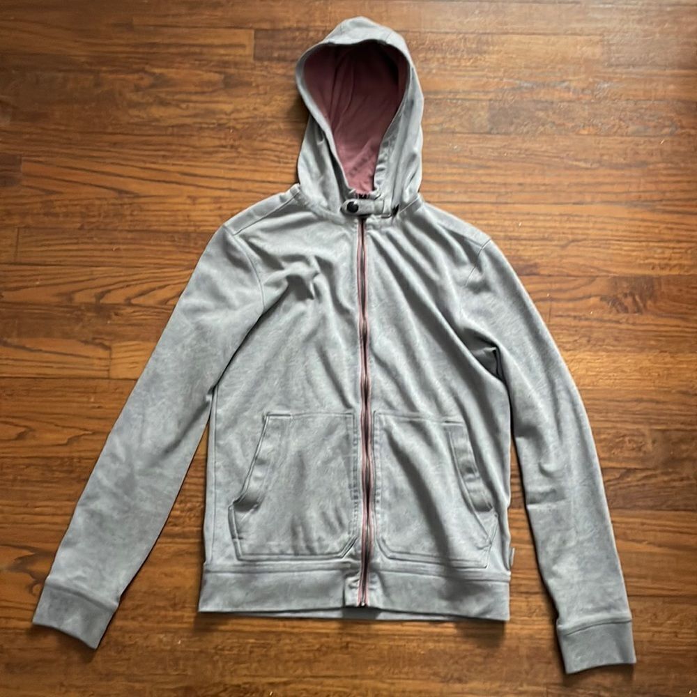 Ted Baker London Gray Zip Up Hoodie with Red Stripe Detail